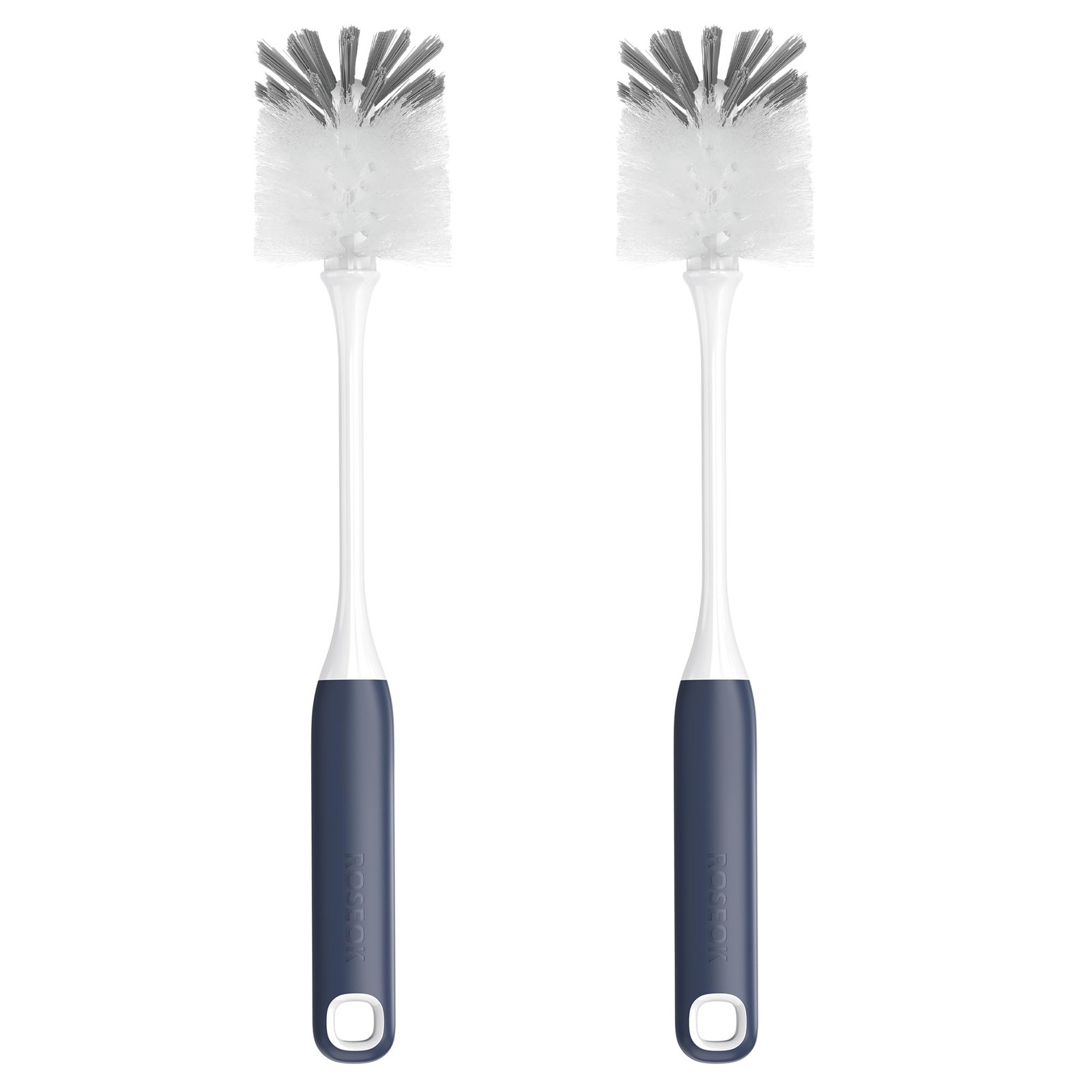 Flexible Bottle Brush Dual Bristle Navy Blue 2 Pack For Water Cups Mugs