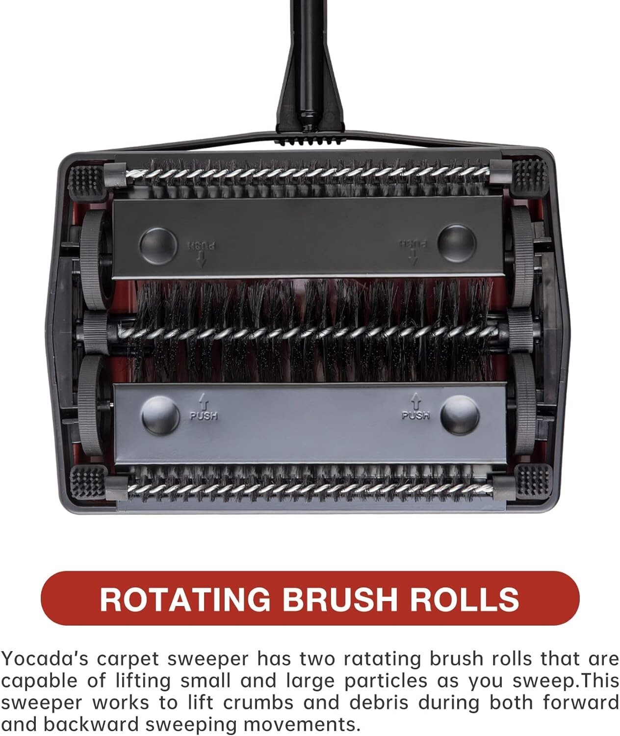 Alpine Industries Triple Brush Floor & Carpet Sweeper – Heavy Duty & Non Mult…