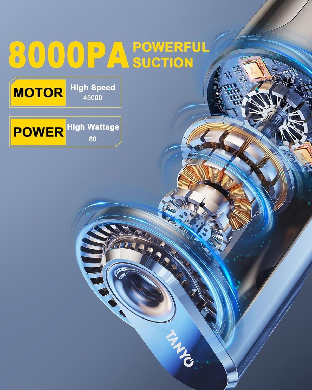 Effortless Cleaning with 8000PA Cordless Handheld Vacuum – Quiet & Efficient