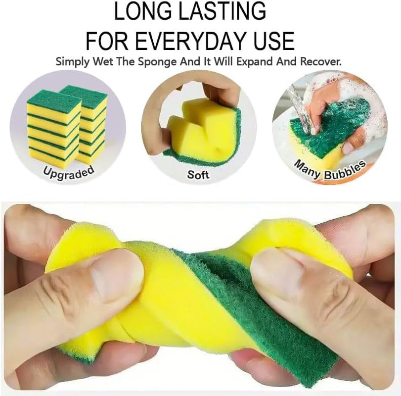 15 Pack Kitchen Cleaning Sponges, Dual Side Cleaning Dish Sponges Cleaning Suppl