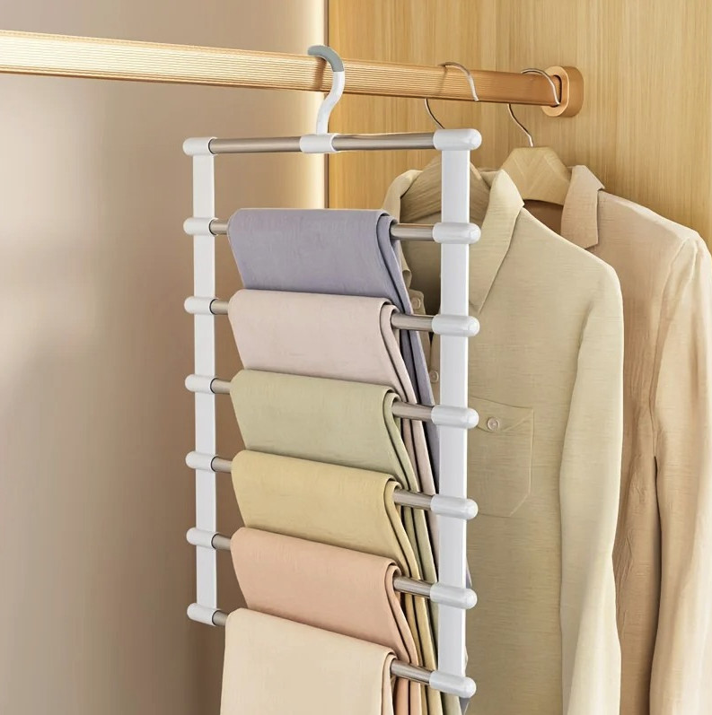 1pc Multi Layer Pants Hanger Rack Space Saving Closet Organizer – NEW