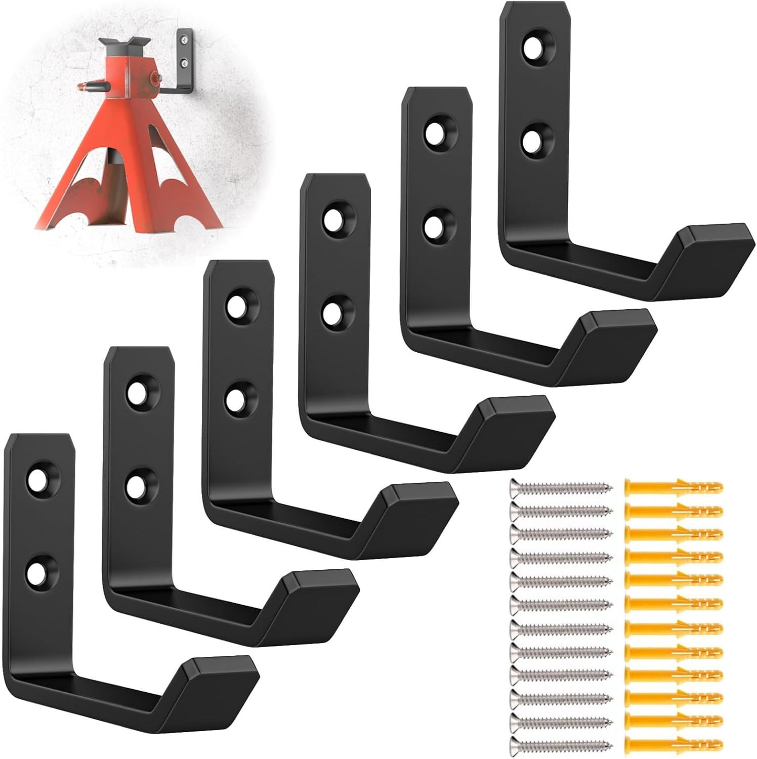 6 Pack Jack Stands Wall Mount Organizer, Car Jack Stand Wall Hooks for Hang