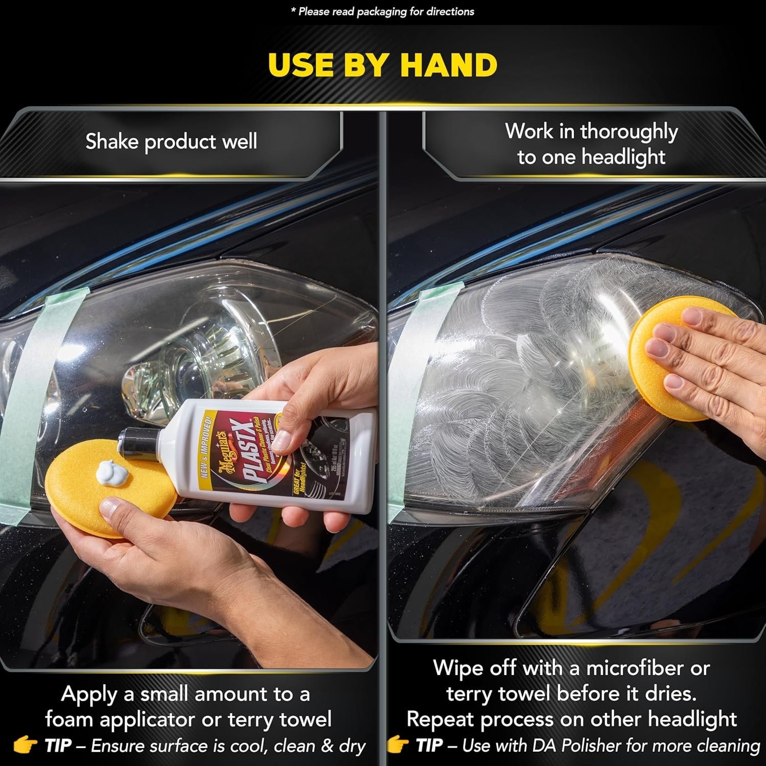 Headlight Restoration Polish for Plastic Clarity, Removes Yellowing & Cloudiness