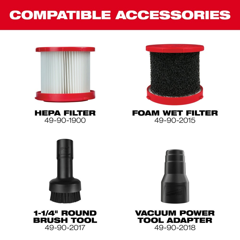 Milwaukee 0880-20 M18 2-Gallon Cordless Portable Wet/Dry Vacuum (Tool Only)