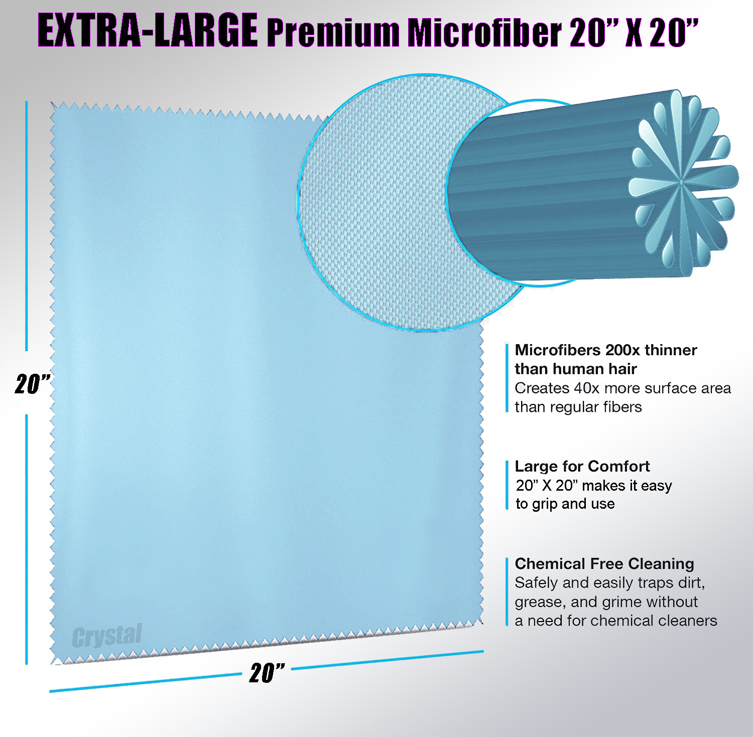 Oversized Microfiber Cleaning Cloth 20″ X 20″ for TV Screens Lens Phone (Pink)