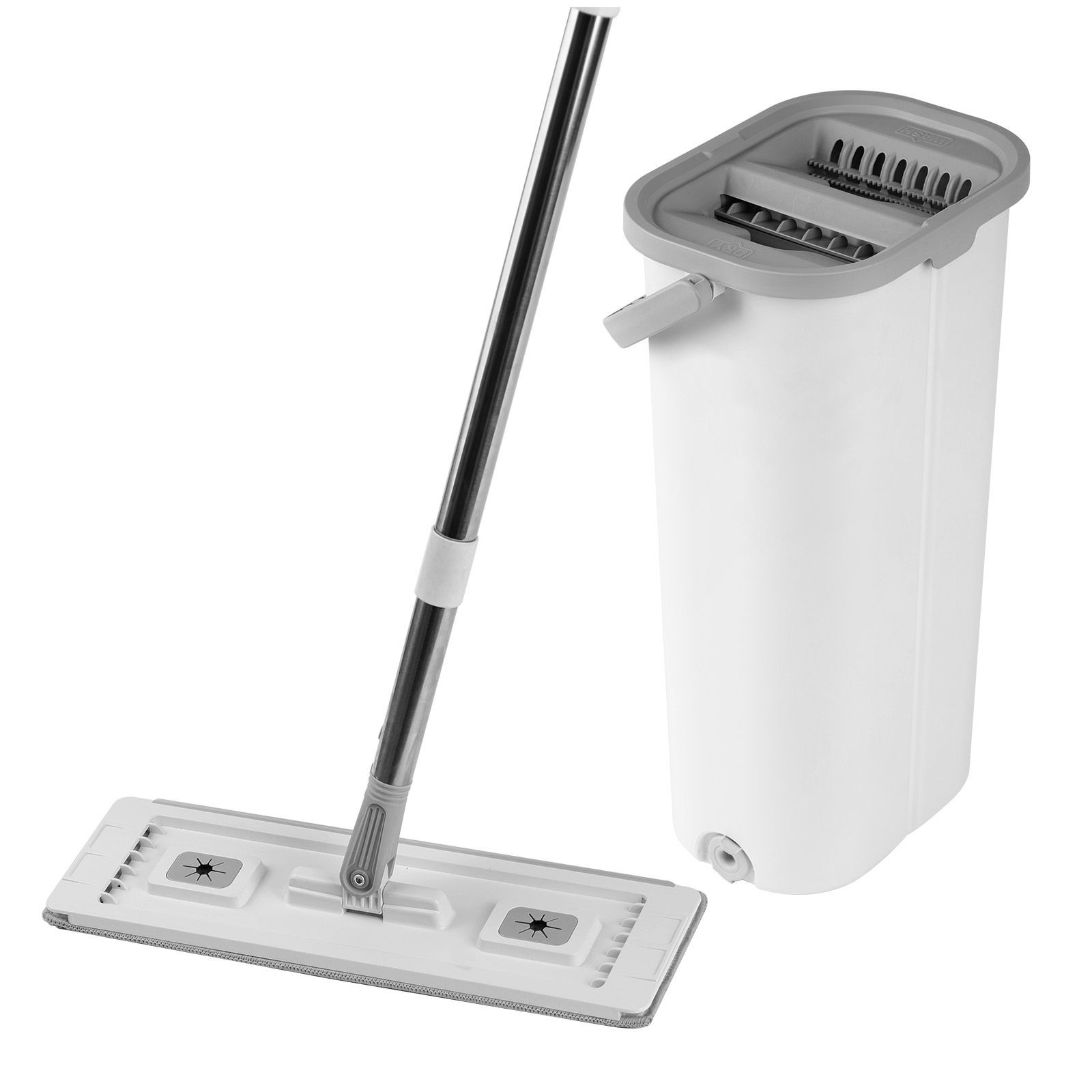 Mop and Bucket with Wringer Set, Wet & Dry Use, Flat Mop and Bucket System