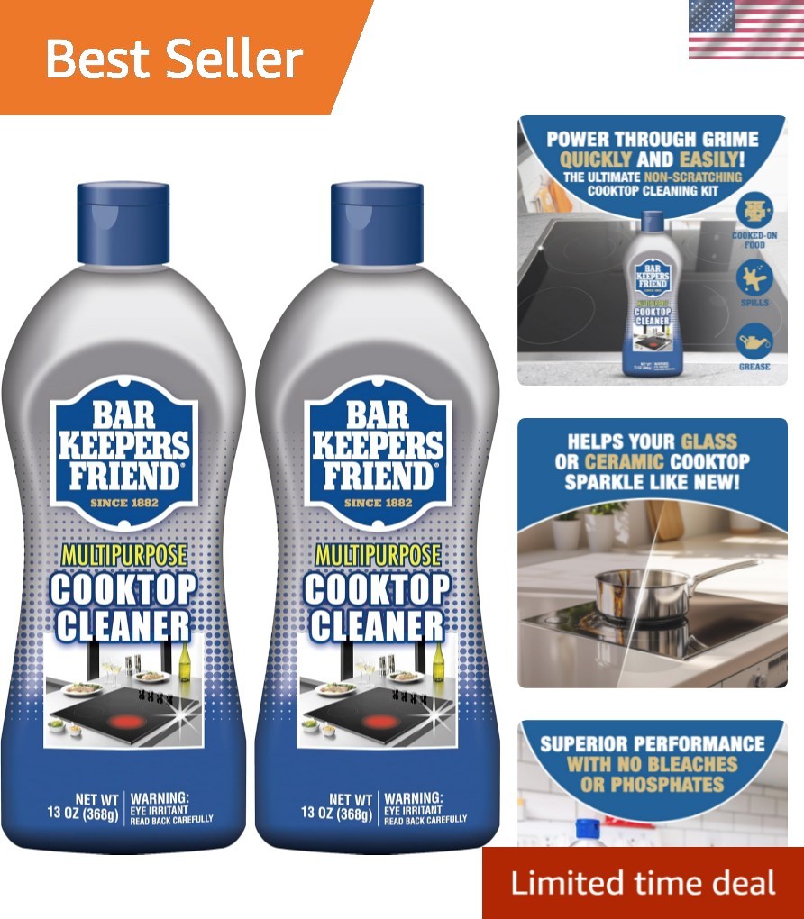 Cooktop Cleaner 2 x13 oz Multipurpose Liquid Stovetop Cleanser – Safe for Use…