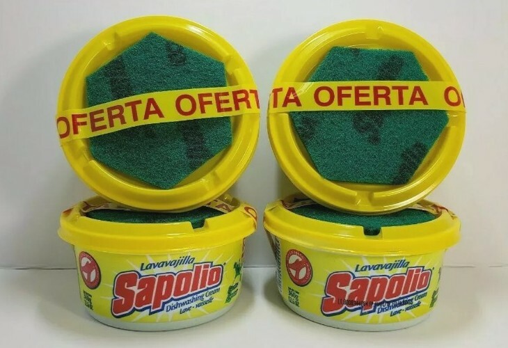 New 4 pack Lavavajilla Sapolio Limon Dishwashing Cream Soap Lemon scent 12.6 oz