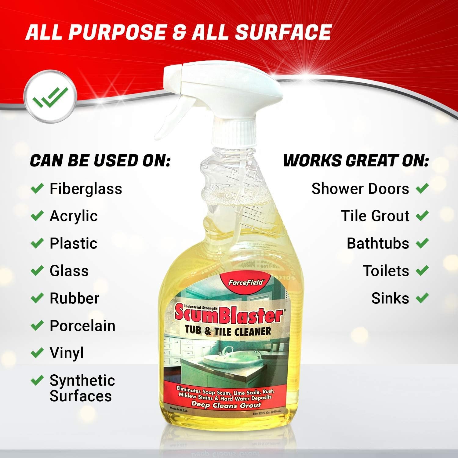 ForceField ScumBlaster: Soap Scum Remover, Tile and Grout Cleaner, Hard Water