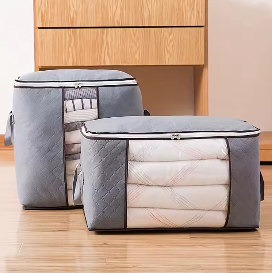 1 pc Extra Large Storage Bag with Handle Window Clothing Quilt Organizer