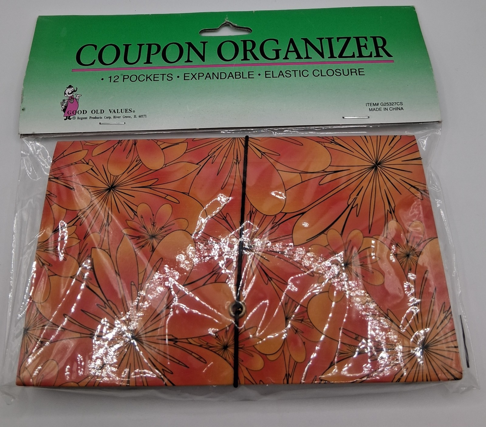 Vintage 80’s Coupon Organizer Expandable 12 Pockets Elastic Closure