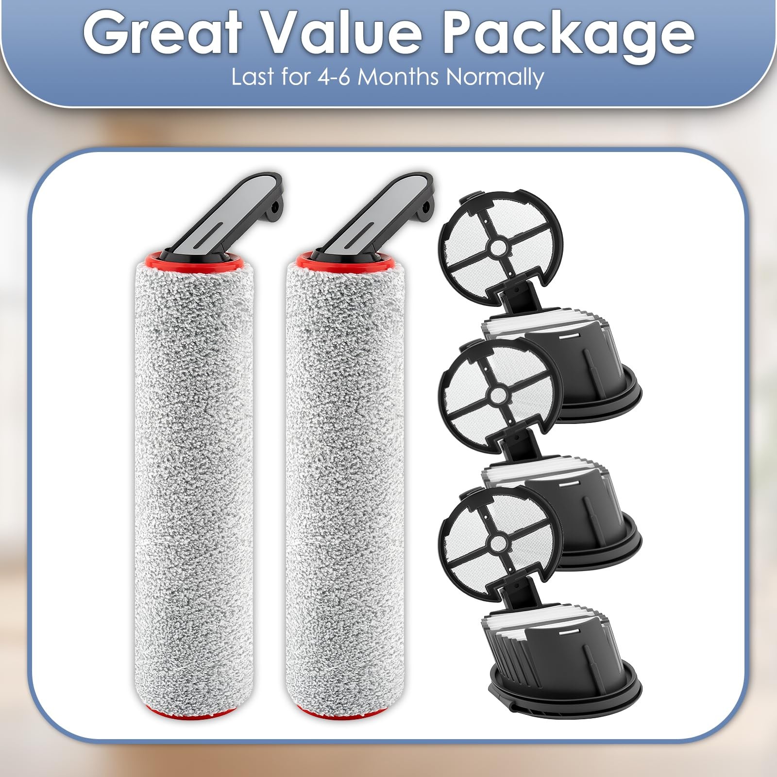 (5 Pack) H14 Roller Brushes and HEPA with Dreame H14 Cordless Wet and Dry Vac…