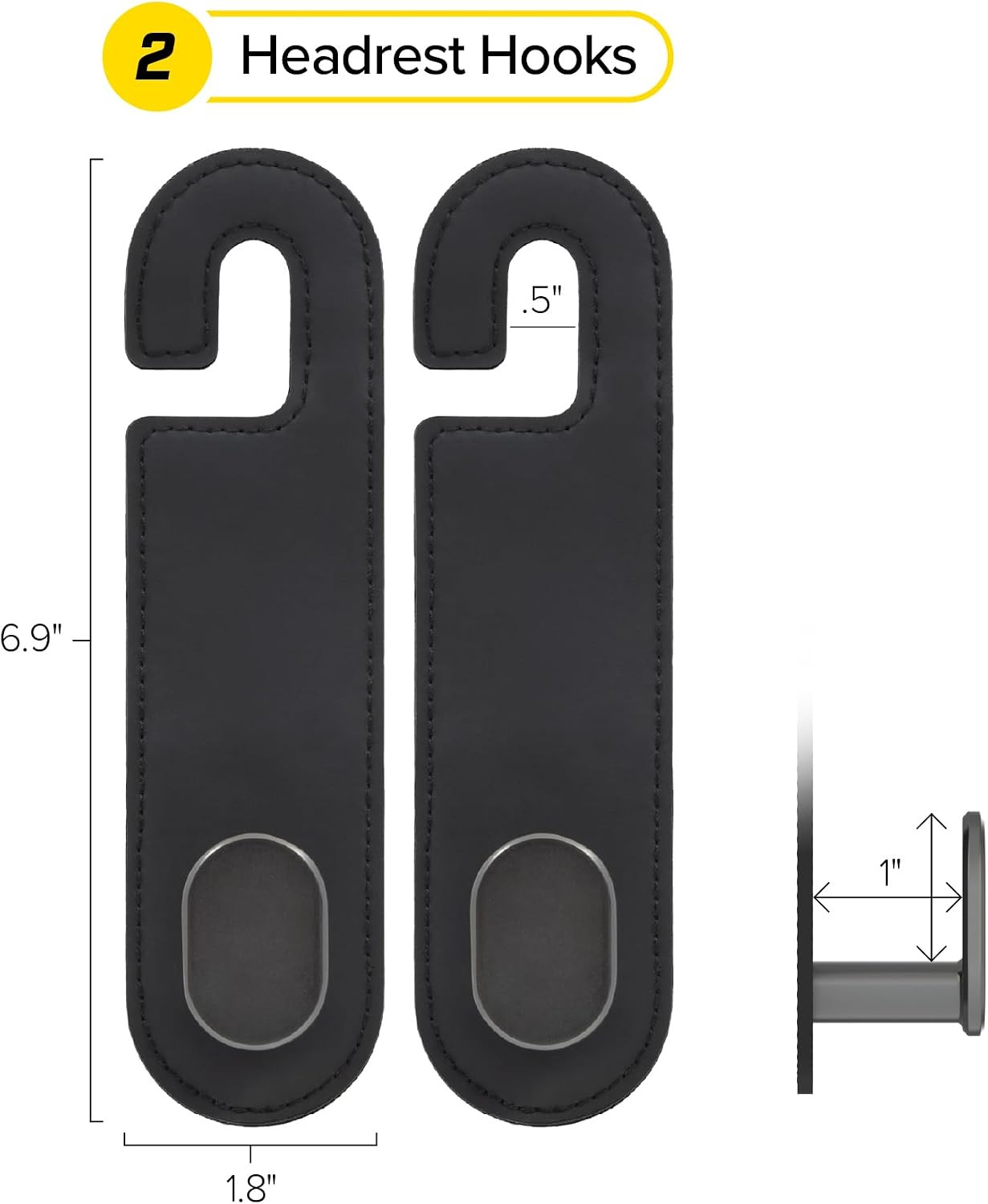 Headrest Hook (2-Pack) – Car Accessories | for Hanging Bags and Purses, Simple S