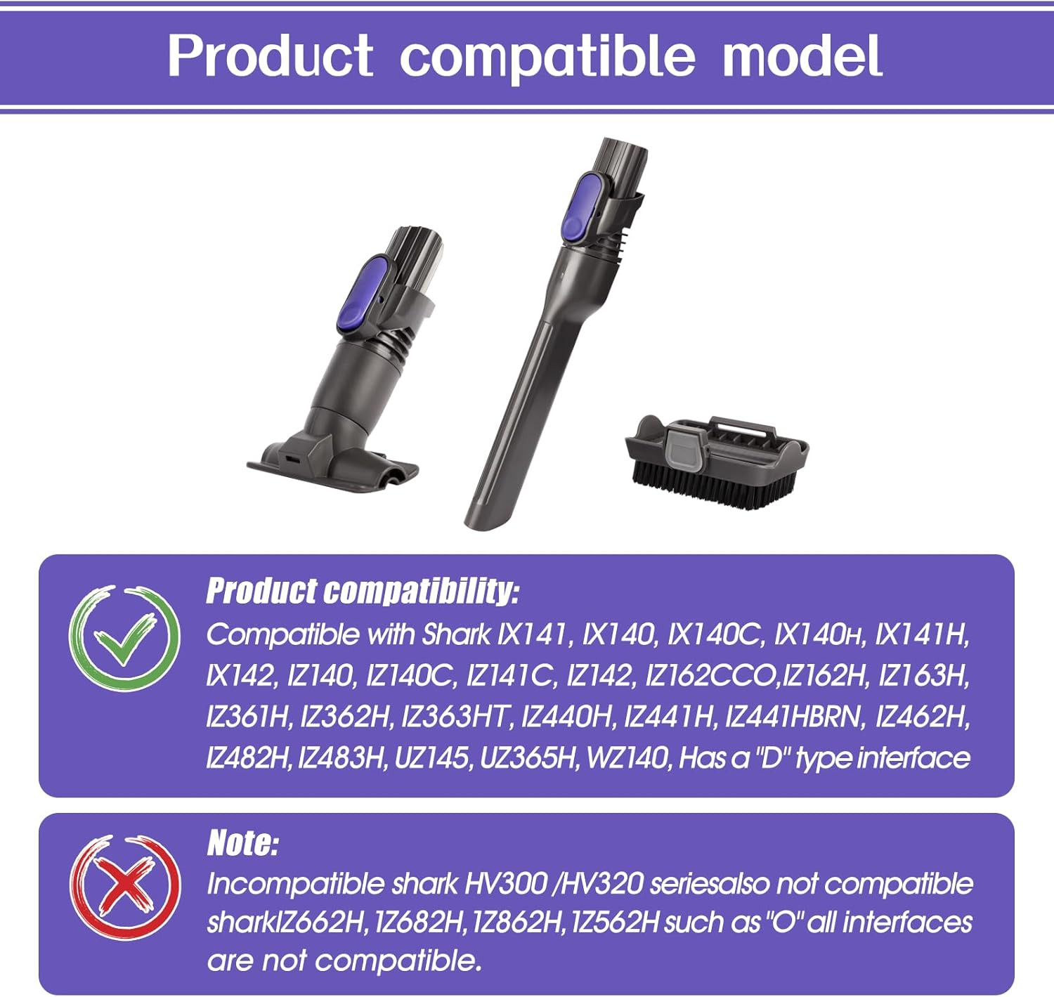 Vacuum Crevice Tool Brush Replacement Parts Compatible with Shark Pet Cordless S