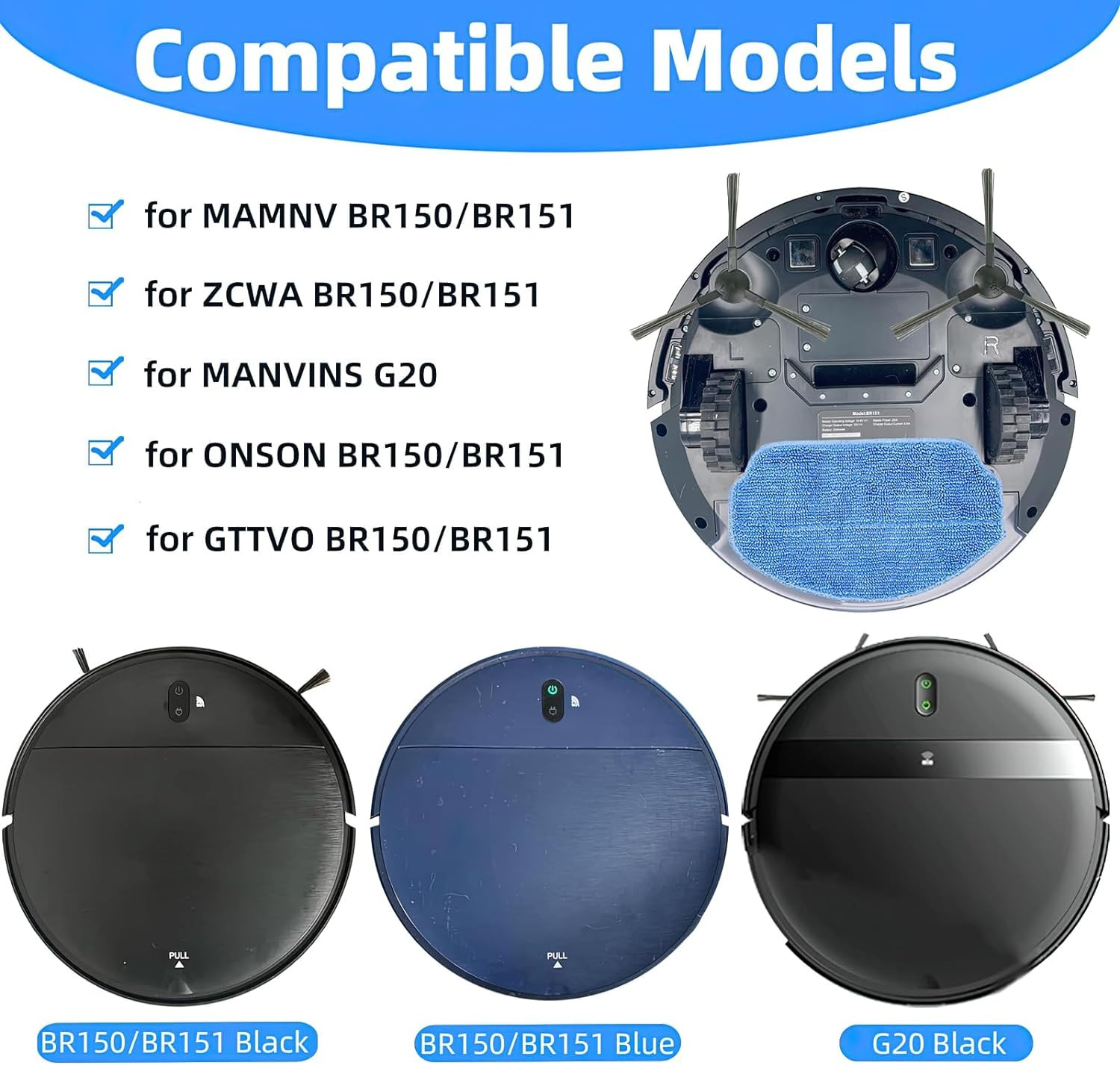 Replacement Parts for MAMNV BR150 BR151 ZCWA MANVINS G20 Robot Vacuum Accessorie