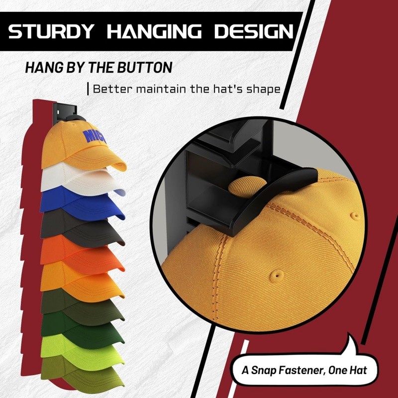4x Hat Organiser Display Wall Mounted Hat Holder For Home Baseball Cap Rack