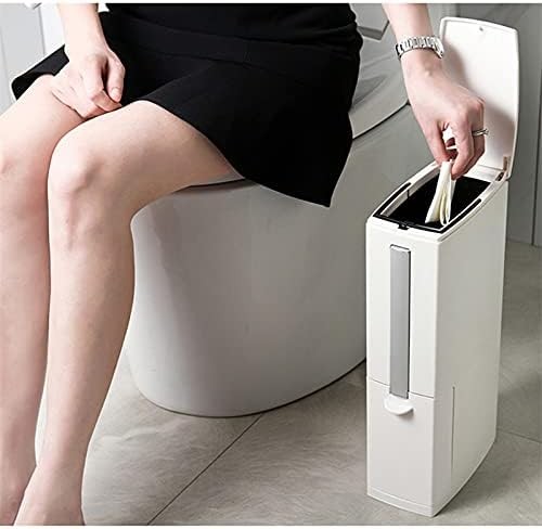 Slim Bathroom Trash Cans with Lid 4.4 Inches Wide/0.7 Gallons(3 Liters),Small
