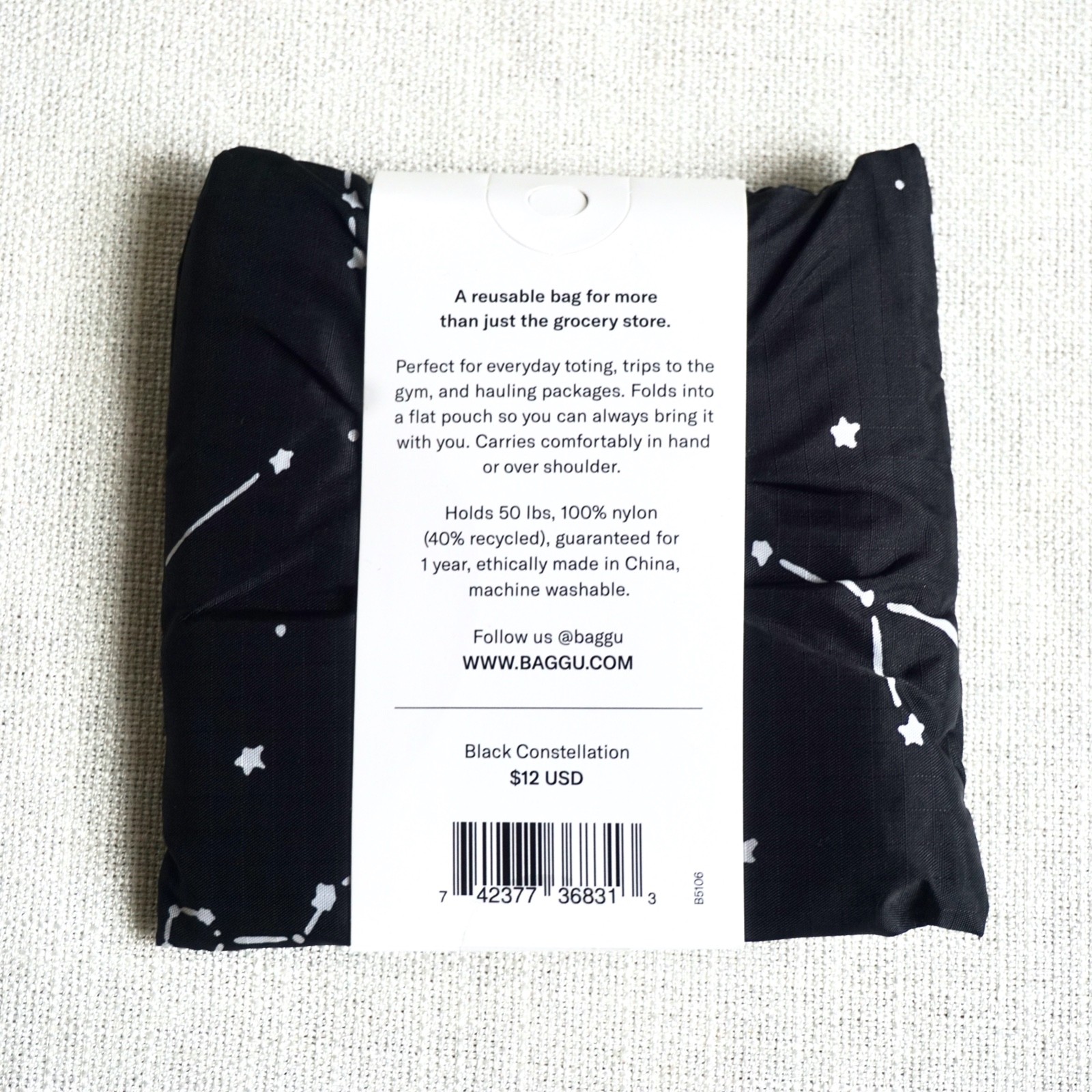 Baggu BLACK CONSTELLATION Standard Size Reusable Bag