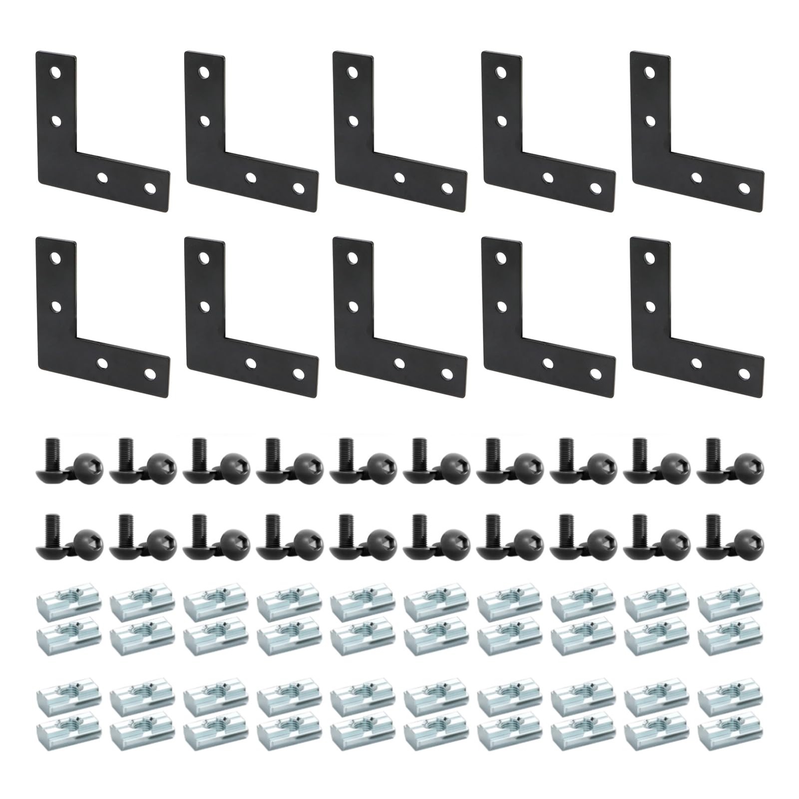 10 Series 1×1 Inch 1010 T Slot Aluminum Extrusion L Corner Bracket Kit 10 Set