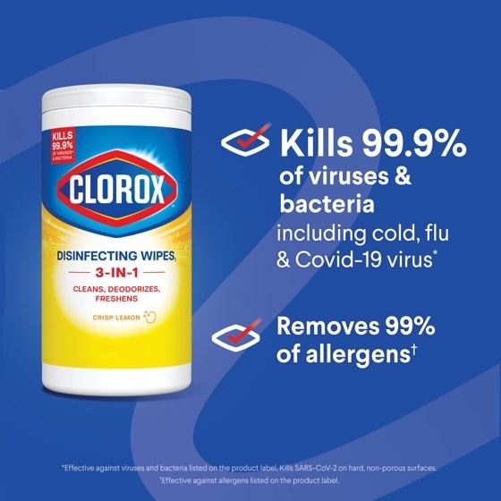 Disinfecting Wipes Bleach Free Crisp Lemon, Multi-Surface Cleaning, 75 Count