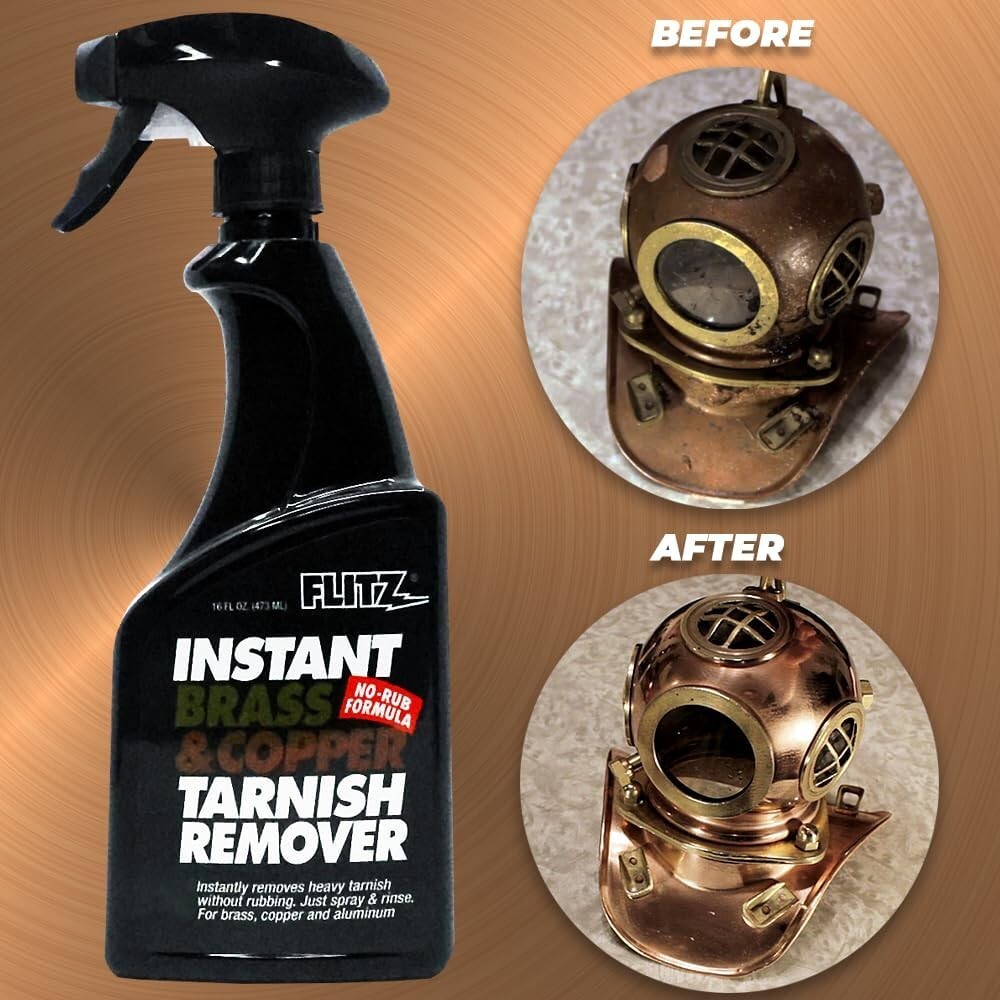 Tarnish Remover Spray Natural Brass Copper Metal Cleaner 16 oz Heavy Tarnish