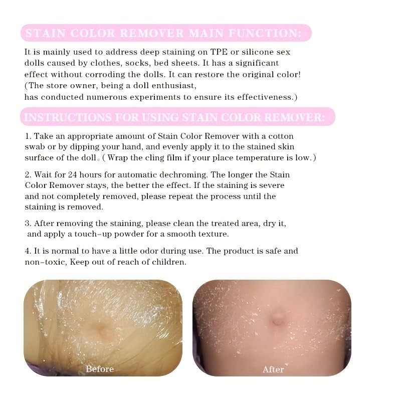 Stain Color Remover for TPE Dolls Silicone Dolls,Dechroming Cream for PVC Kit…