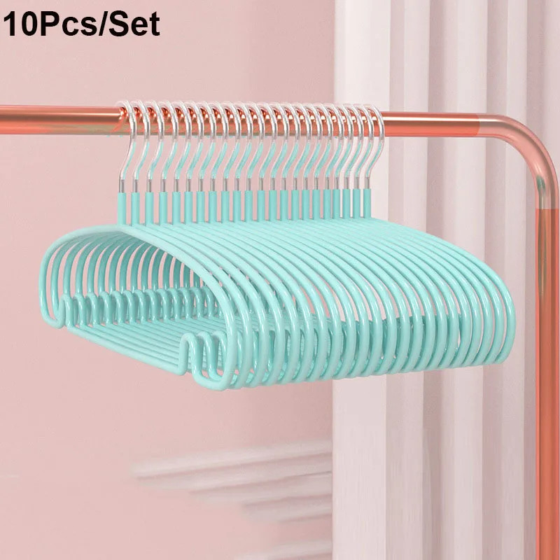 10Pcs Non-Slip Hanger Metal Clothes Hangers No Trace Thicken Suit Coat Shirt Pan