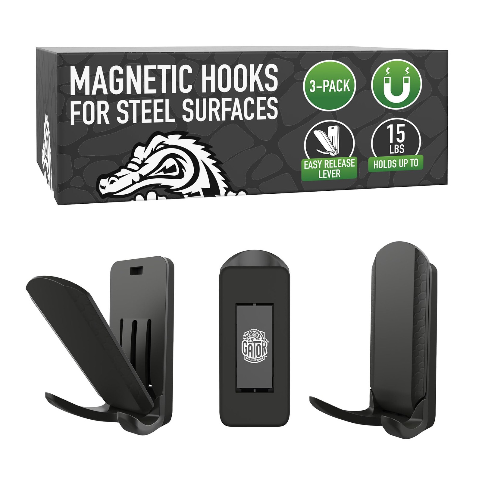 Dual MINI Hooks – 15 lb Strong Magnetic Hooks for Steel Surfaces, Patented Ea…