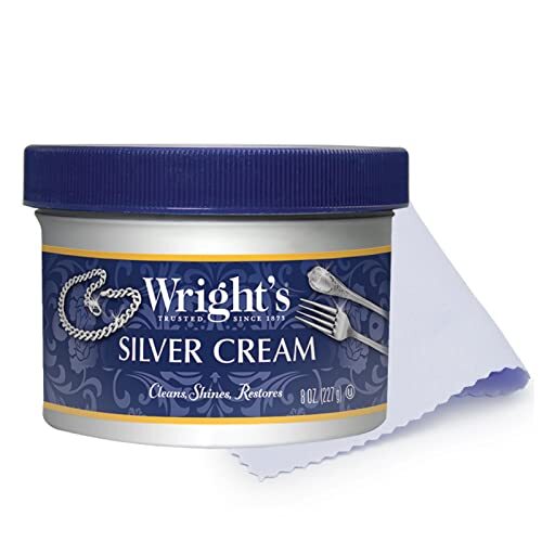 Silver Cleaner and Polish Cream 8 OZ with Polishing Cloth Gently Remove Tarnish