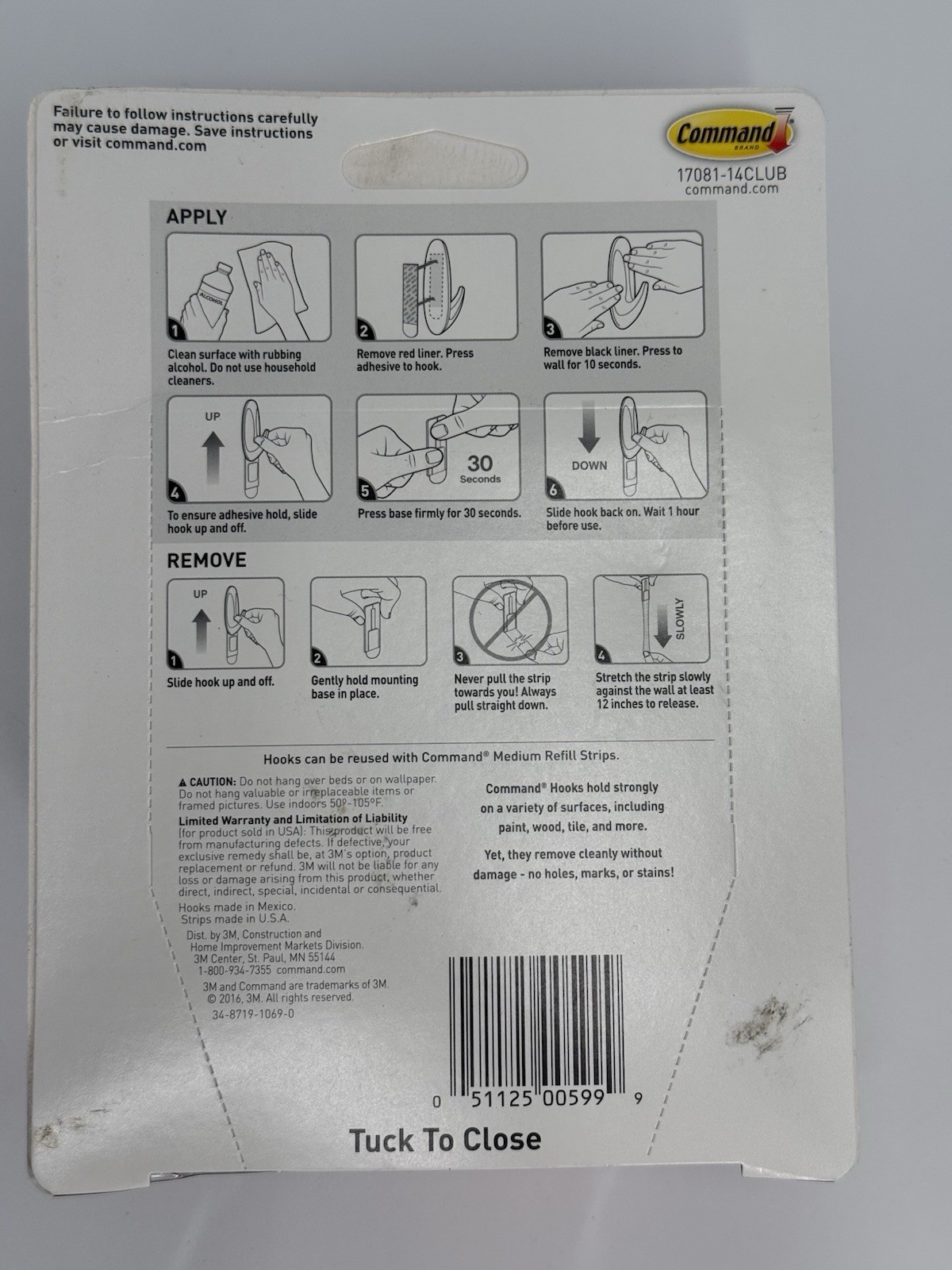 3M Command Brand Medium General Purpose Hooks, White, 14 Hooks & 20 strips, 3lbs