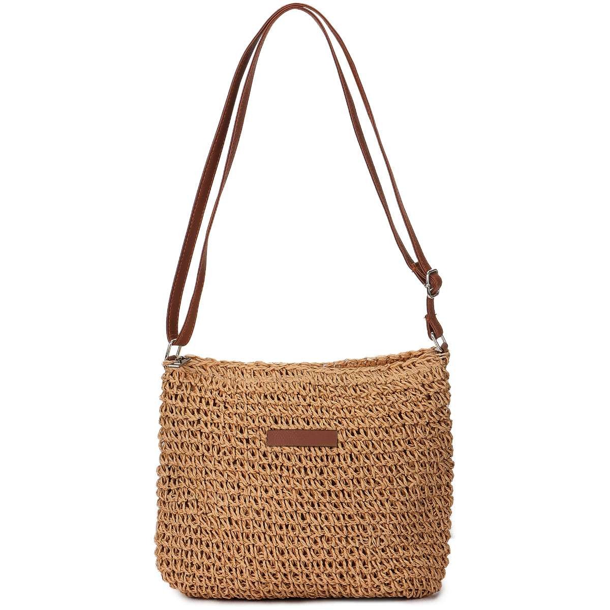 Summer Straw Crossbody Bag Women Beach Woven Shoulder Handbag Purse Boho Tote US