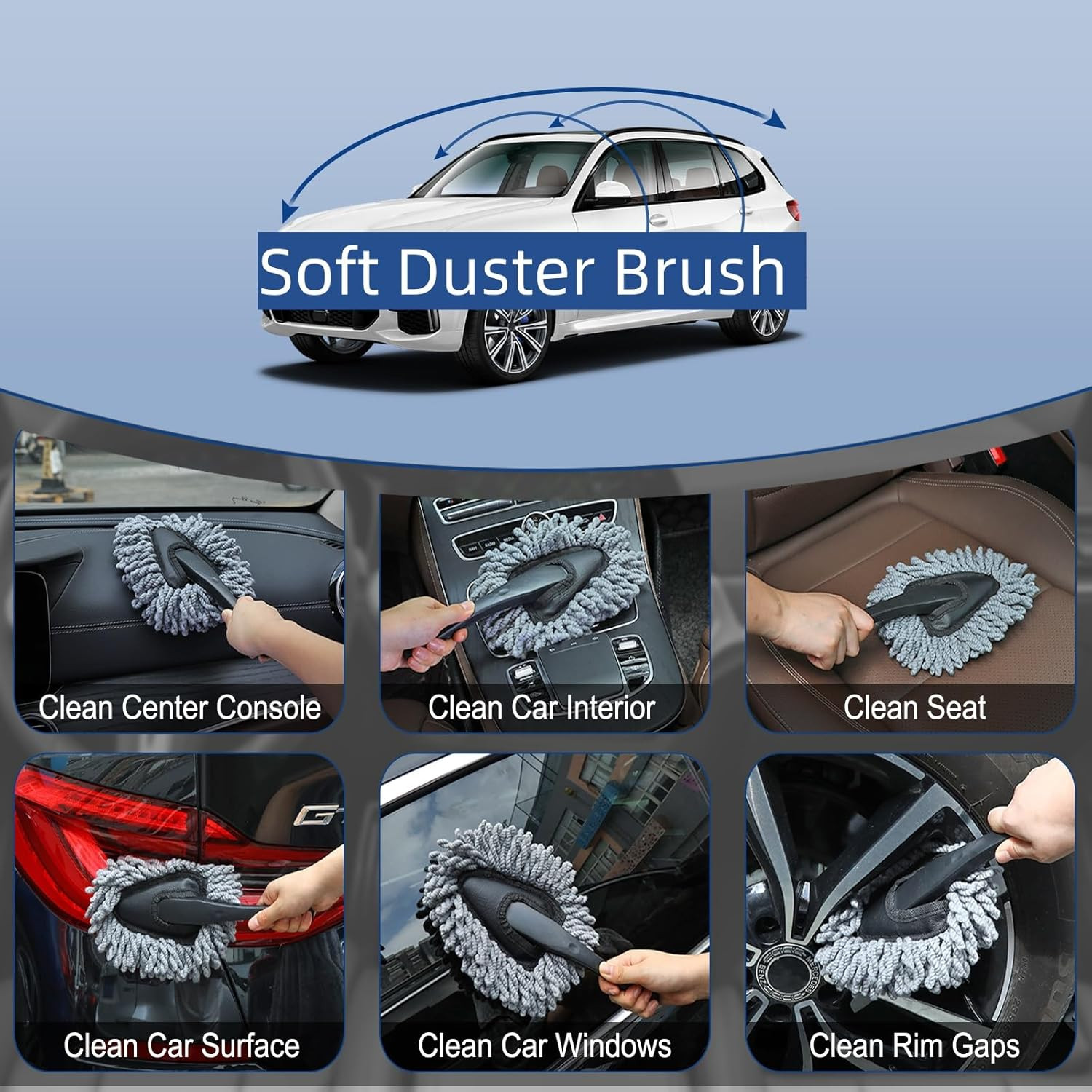 Car Detailing Brush Kit Interior Cleaning Gel Dash Vent Dusting Tools Auto SUV