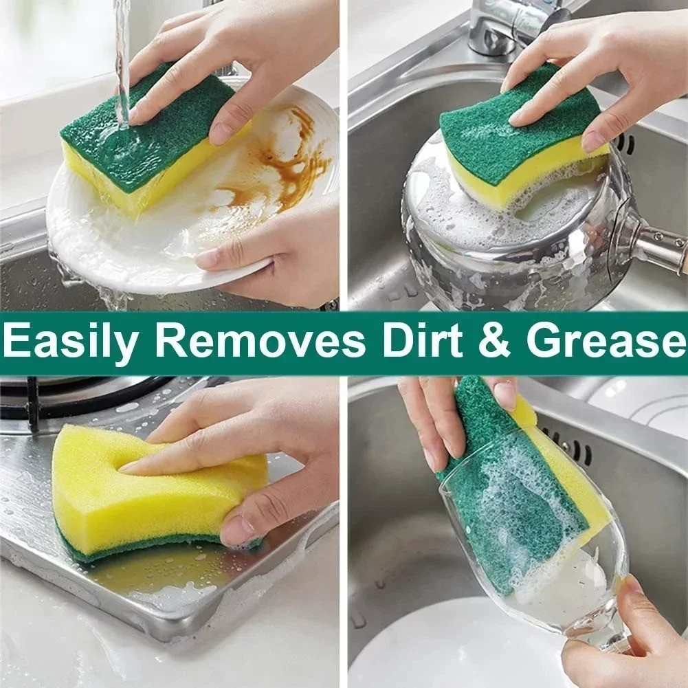 50 pcs Highly absorbent double-sided sponge magic cleaning pot rust sponge