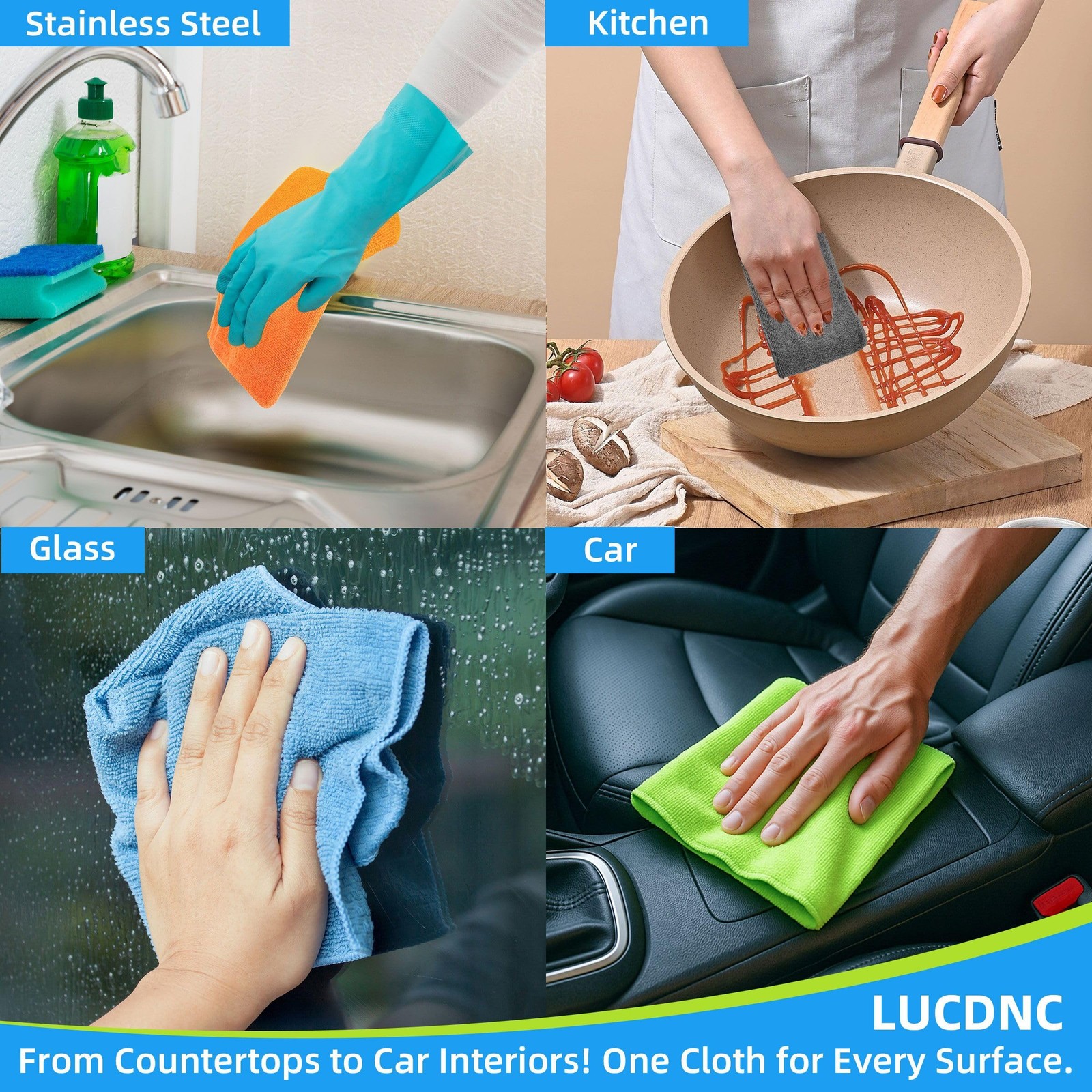 Microfiber Cleaning Cloths 16 Pack 8 Color Cleaning Rags for Housekeeping Hom…