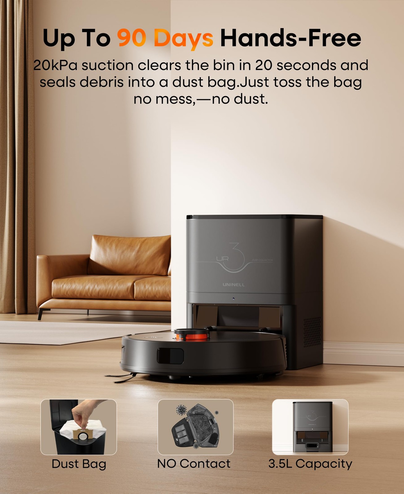 Robot Vacuum and Mop with Self-Emptying Station, 7000Pa Suction for Pet Hair …