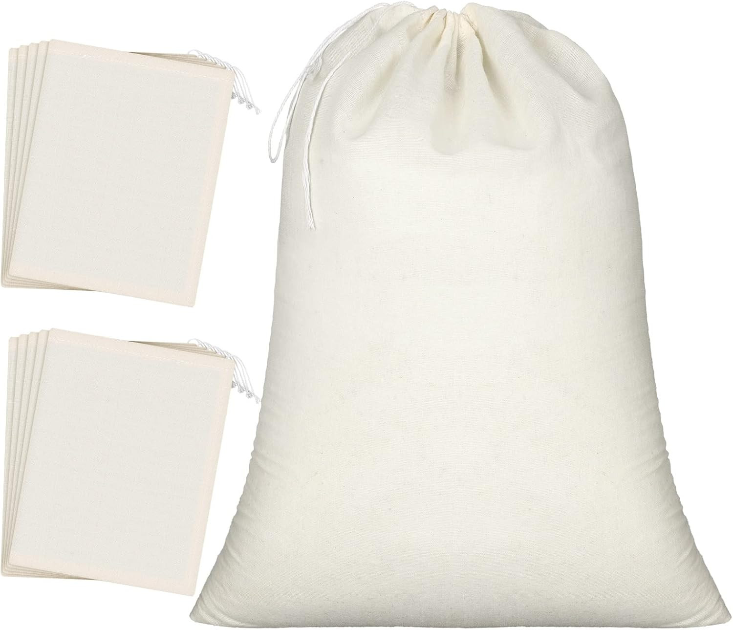 20 Pcs Muslin Bags 8X10 Inches, Cloth Bags with Cotton Drawstring Fabric