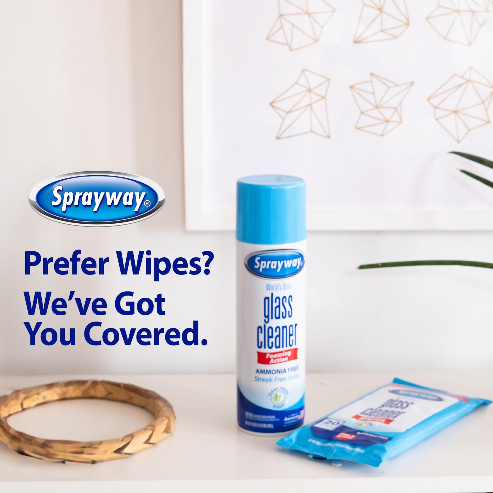 Sprayway Glass Cleaner Foaming Aerosol Spray, 19oz, Pack of 2 | Ammonia-Free,