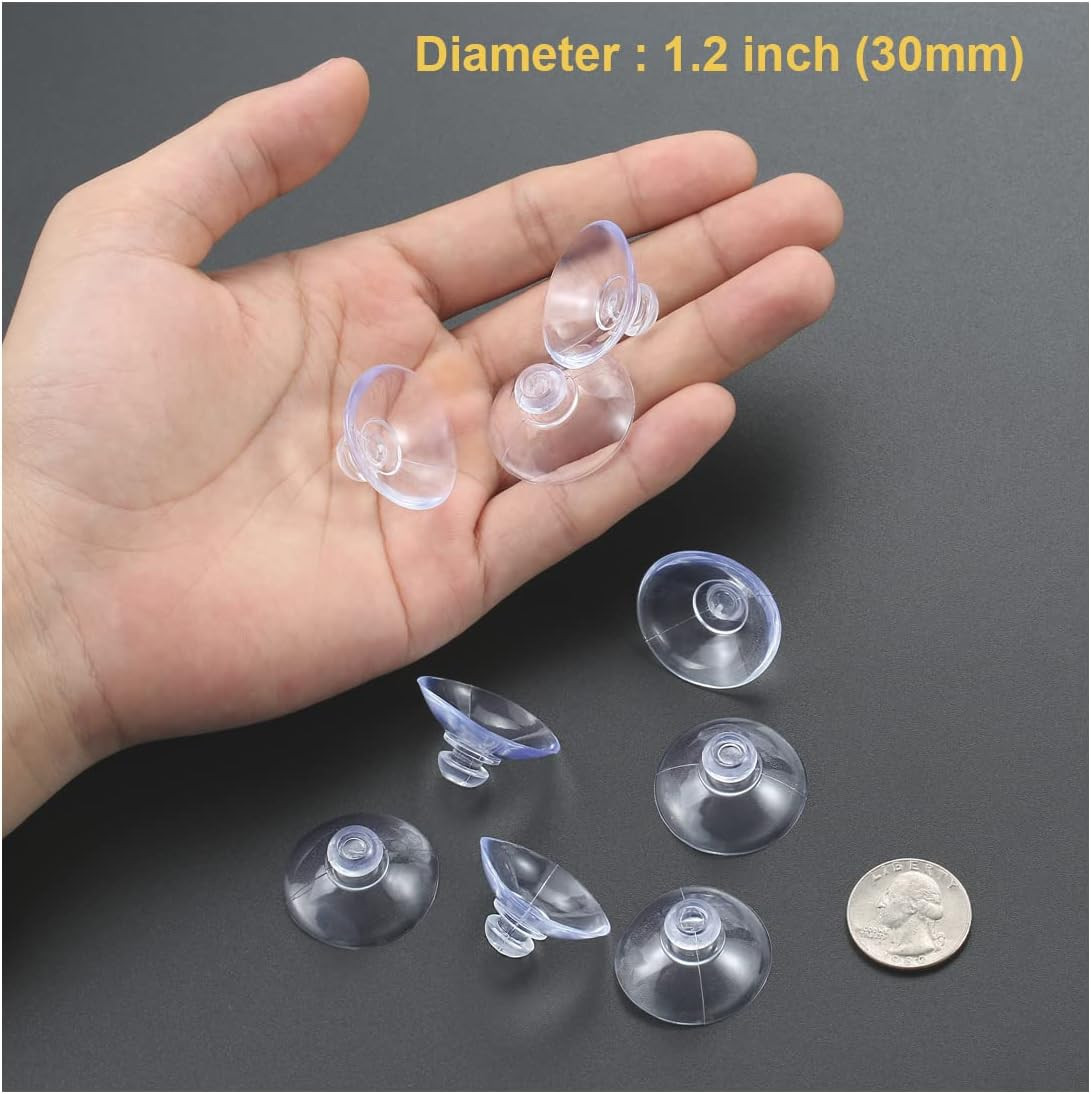 30 Pieces 3 Sizes Clear Suction Cups for Glass without Hooks, Small Rubber Sucti