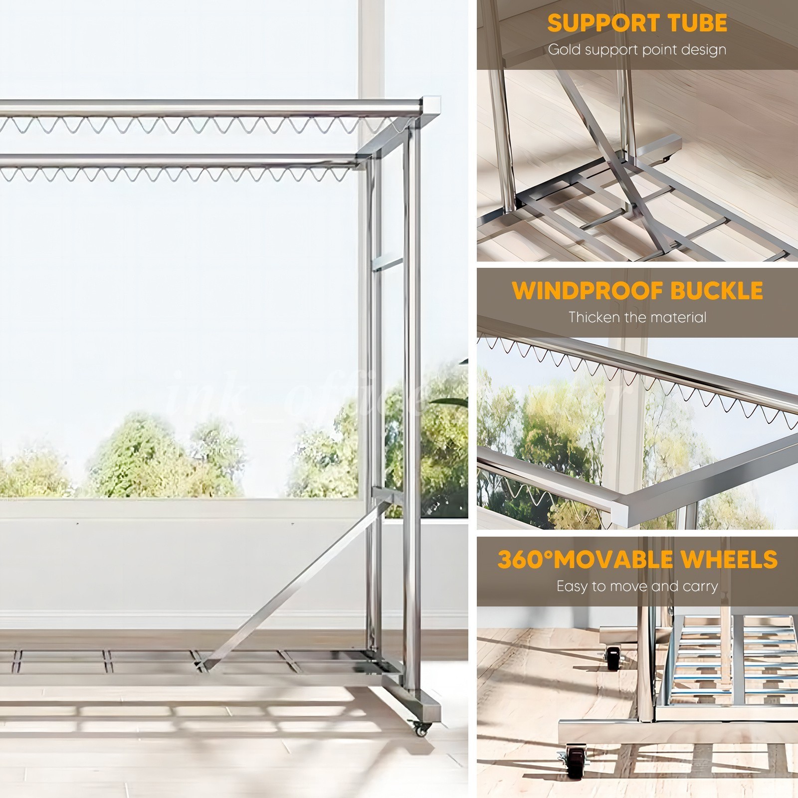 1000LBS Rolling Commercial Clothing Garment Racks Double Rail Garden Adjustable