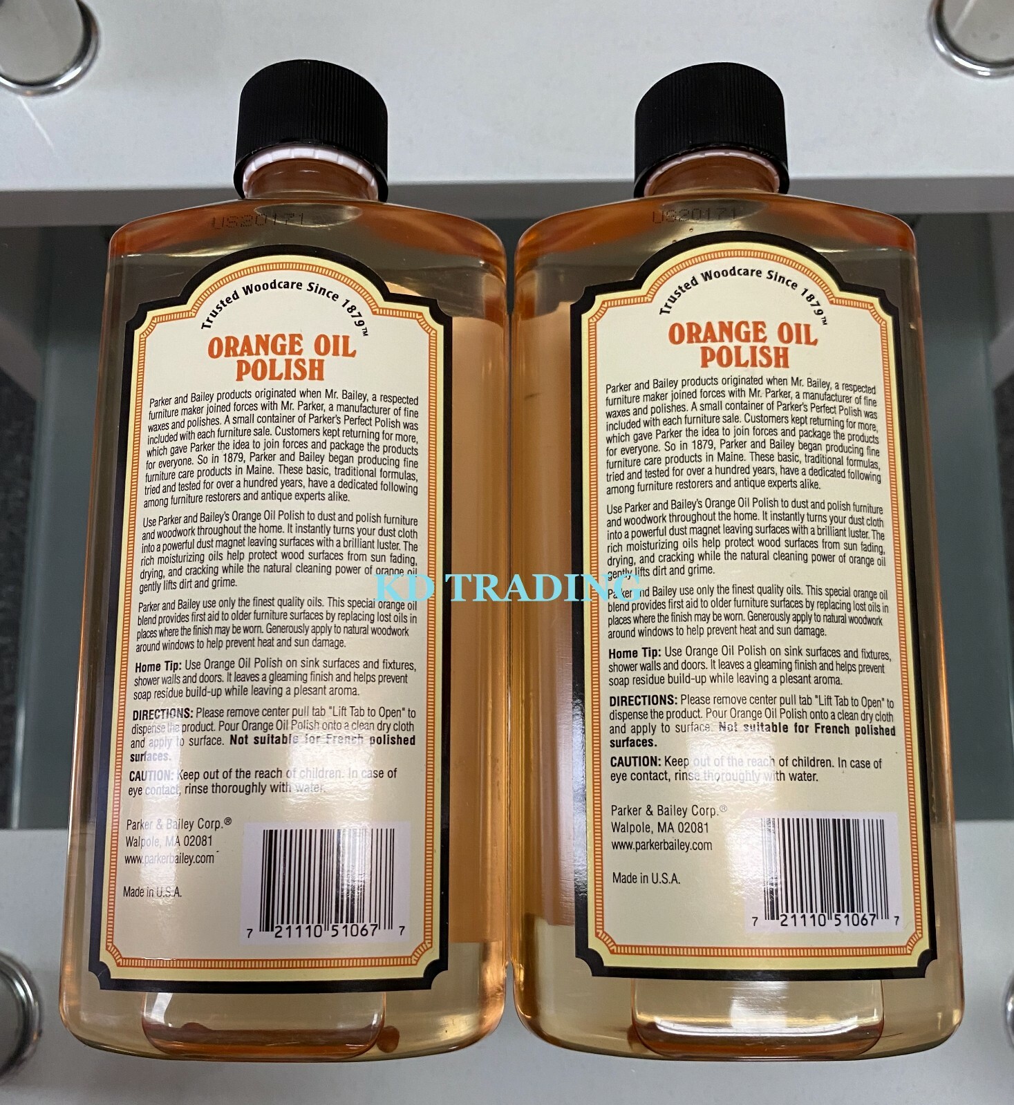 (2-Pack) PARKER & BAILEY ORANGE OIL POLISH Furnitures Woods CONDITIONER CLEANER