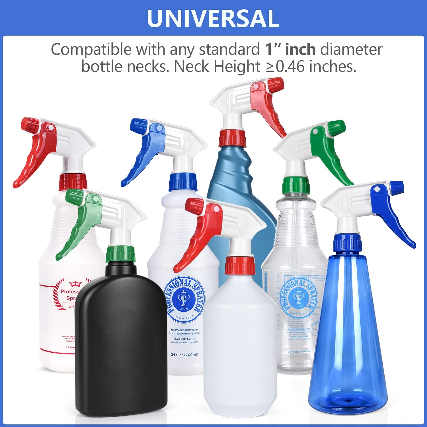 6 Pack Universal Spray Bottle Replacement Nozzle, Mist & Stream Trigger Spray…