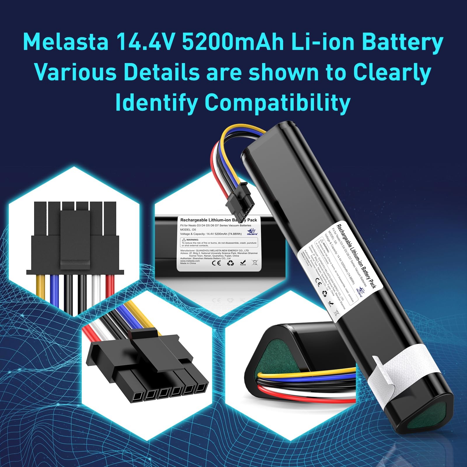 14.4V 5200mAh Replacement Battery for Neato Botvac D3-D7