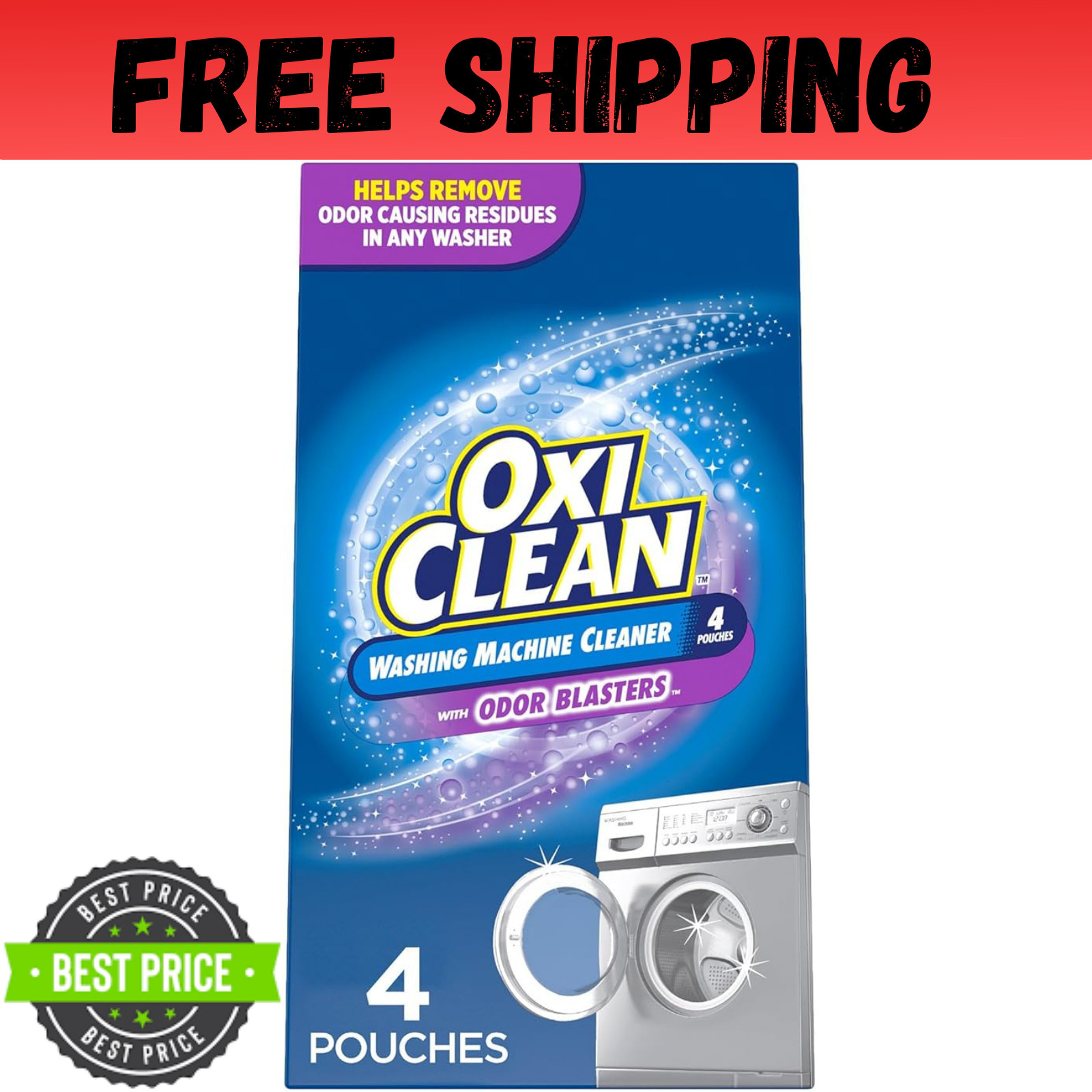 Oxiclean Washing Machine Cleaner with Odor Blasters, 4 Count