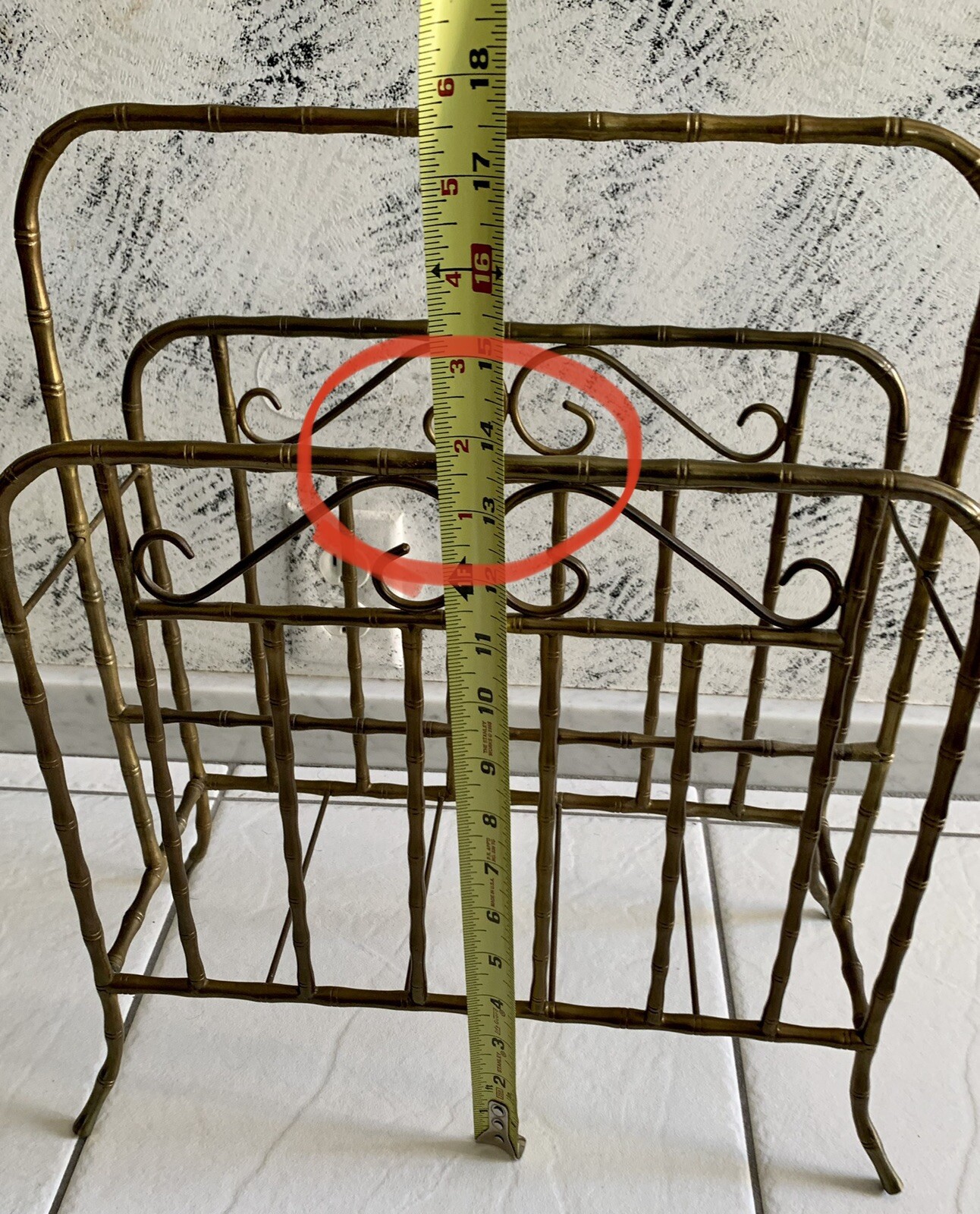 Solid Brass Magazine Newspaper Rack Mid Century Modern Design VTG 17” X 13” X 6”