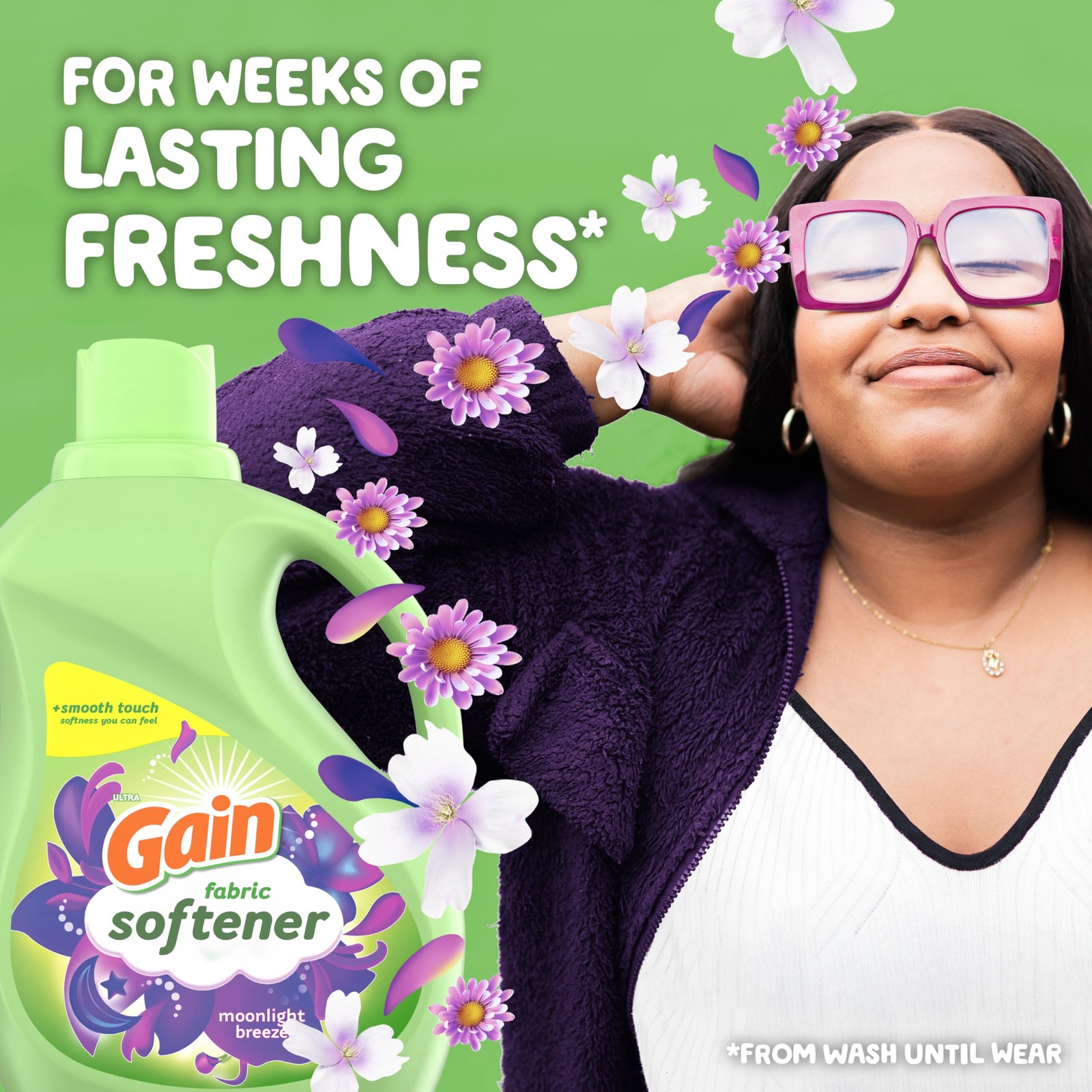 Gain Moonlight Breeze Fabric Softener, 140 FL OZ, 190 140 Fl Oz (Pack of 1)
