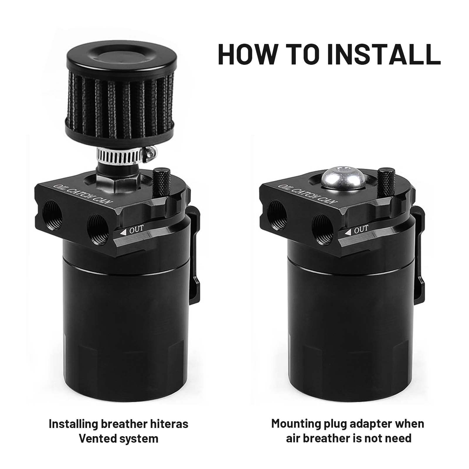 350ML Oil Catch Can 2 Port Separator Tank For Ford F150 2.7 3.5 5.0L 2011-2021