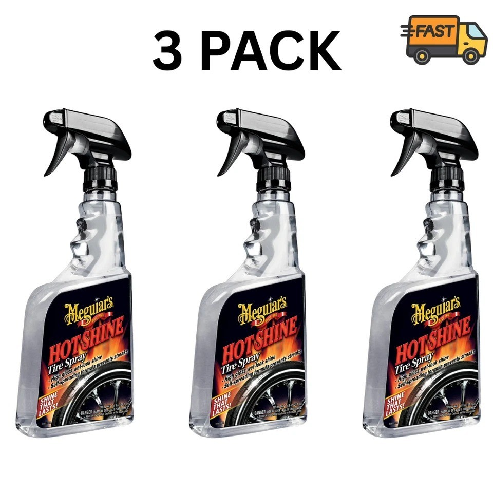 Meguiar’s Hot Shine Tire Spray G12024 24oz 3 Pack Long Lasting Shine
