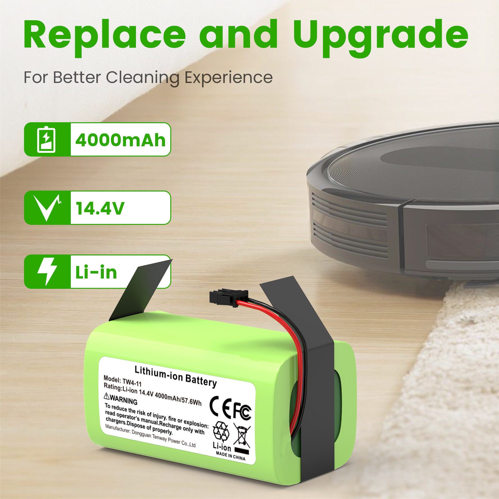 For Eufy RoboVac 11S Max,11S, 15T, 15C, 15C Max, 30, 30C Max replacement battery