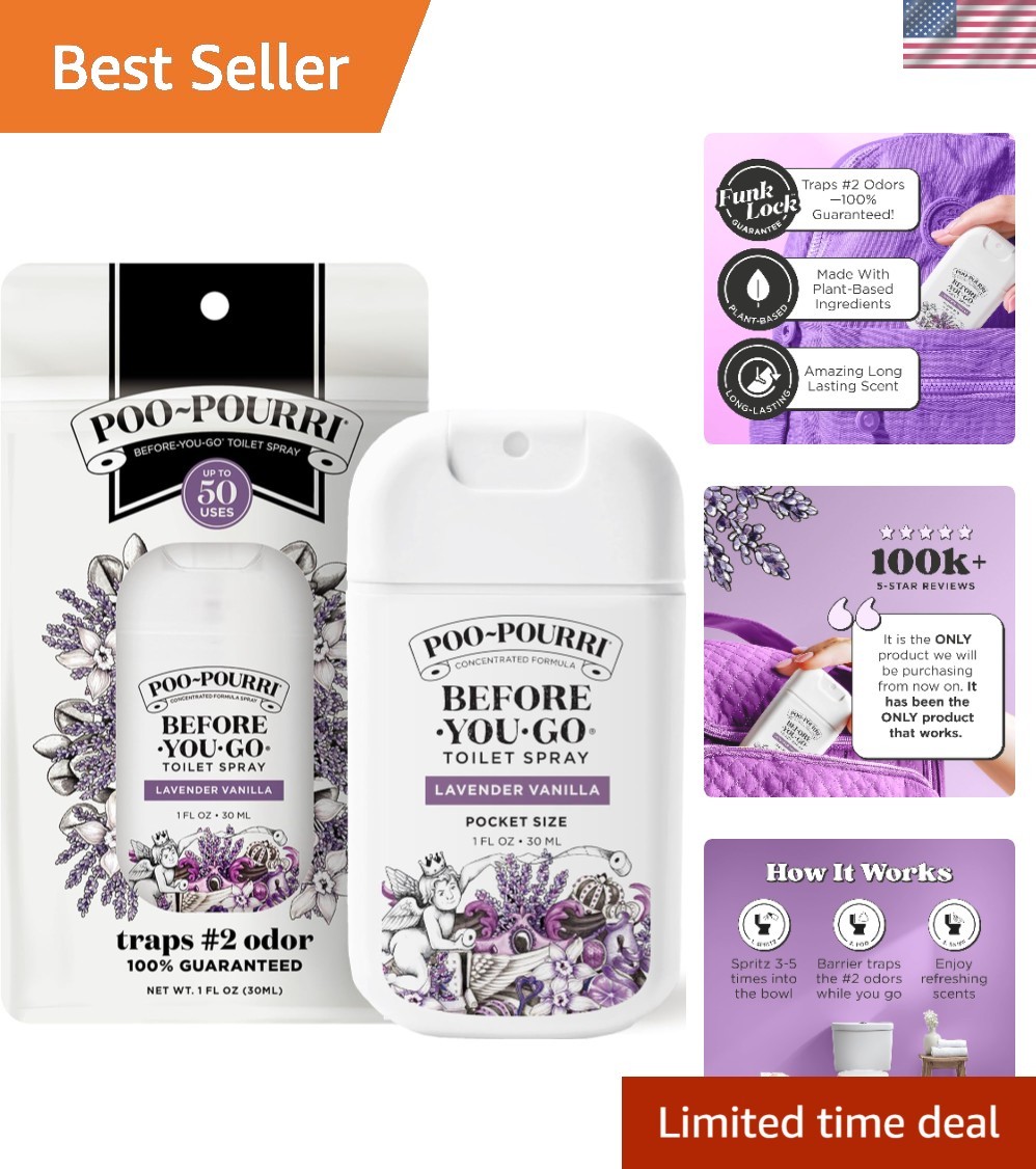 Discreet Lavender Vanilla Bathroom Spray – Before-You-Go 1 Fl Oz Travel Bottle
