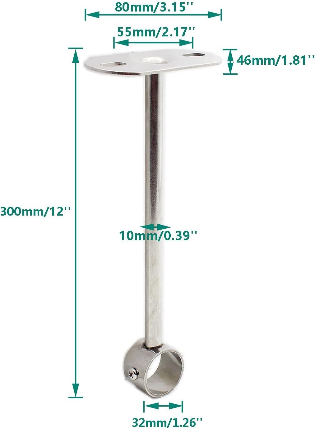 2 Pack Ceiling Mount Bracket, Stainless Steel Wardrobe Pipe Bracket Rod Holde…